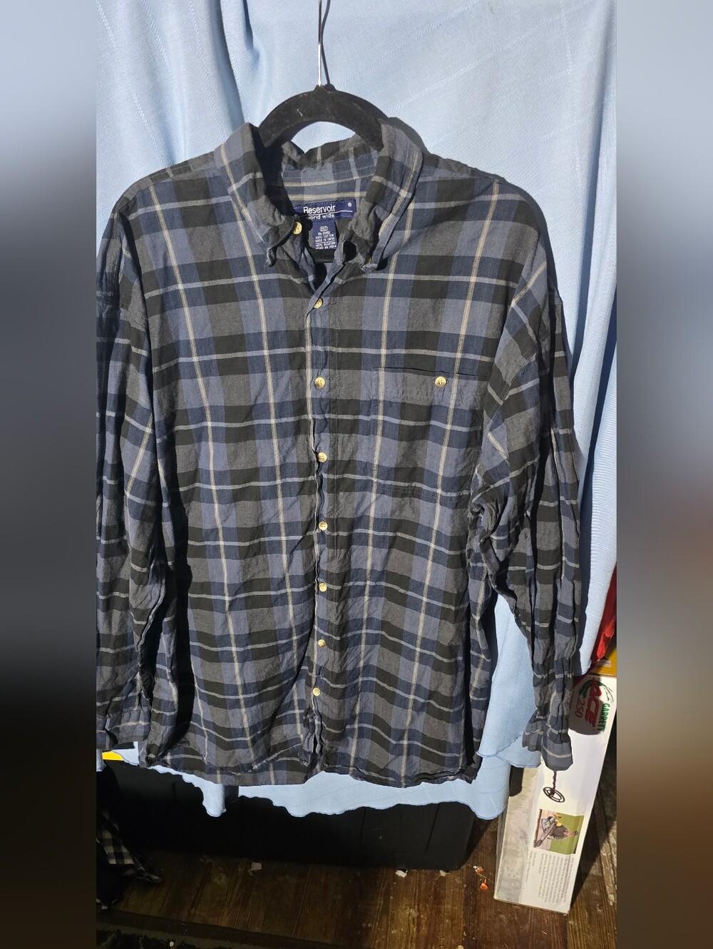 Reservoir Men’s Blue & Gray Plaid Button-Down Shirt